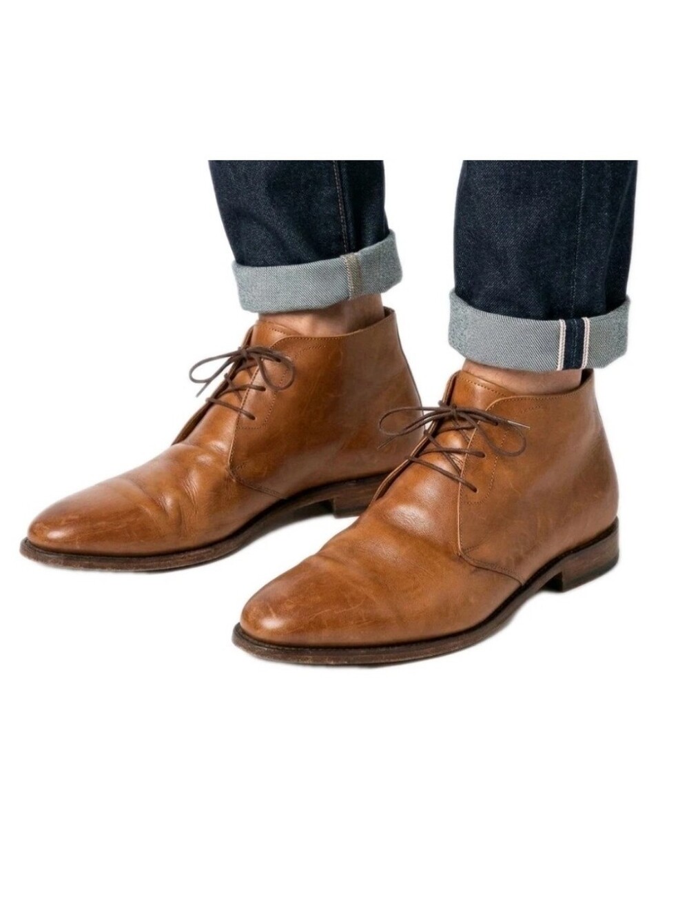 Floris Van Bommel Cognac Calf Leather Chukka Boots Mens 10.5 US Ankle Dress Shoe